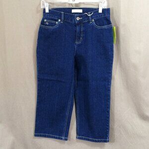 Womens NEW Capri Denim Jeans Christopher Banks NWT Dark Wash Mid Rise 4P